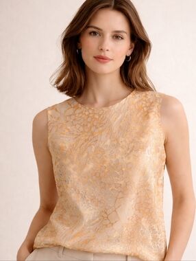 A&K Designs | Golden Beige Sleeveless Blouse – Lightweight Luxe Blouse